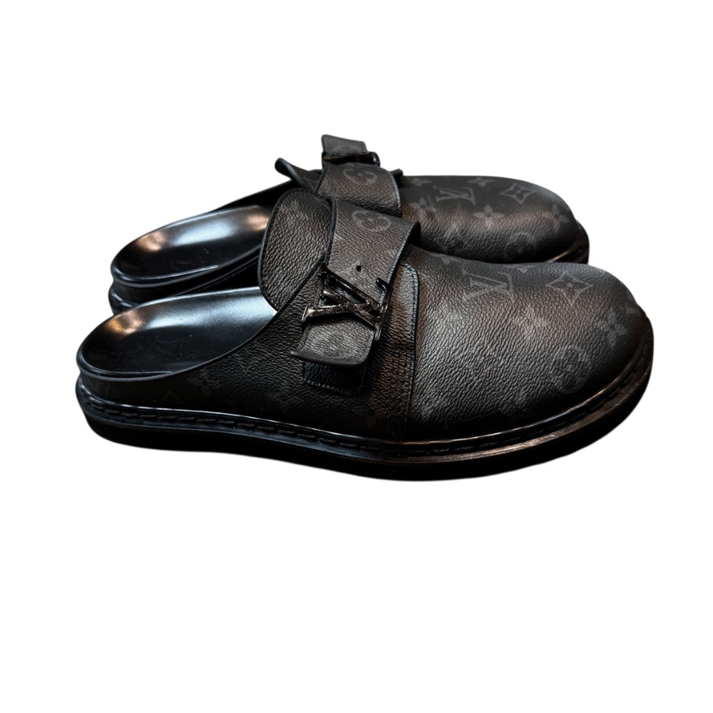 LOUIS VUITTON Easy Mule slip-on style shoe in black and grey Size USA 10 EUC - Picture 6 of 8